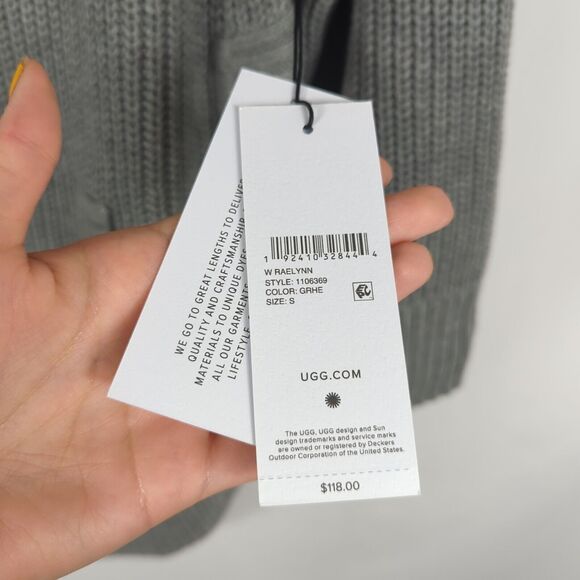 UGG Raelynn 3/4-Sleeve Knit Poncho Sweater Grey Size Small New NWT Pullover - Picture 4 of 6